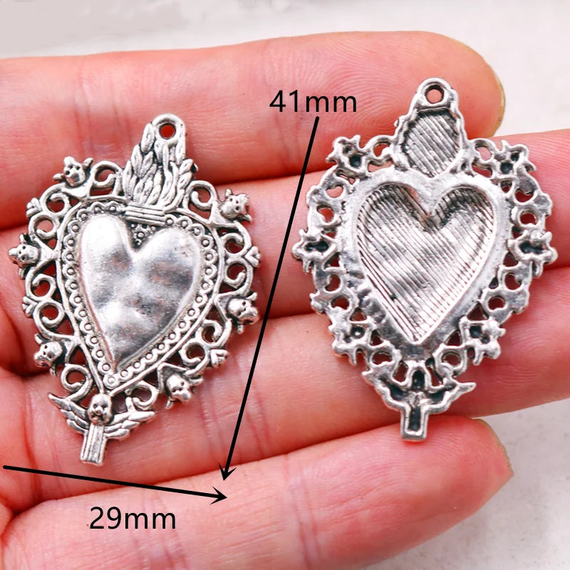 6pcs Silver & Gold Decorative Heart Pendant jewellery Shopella   