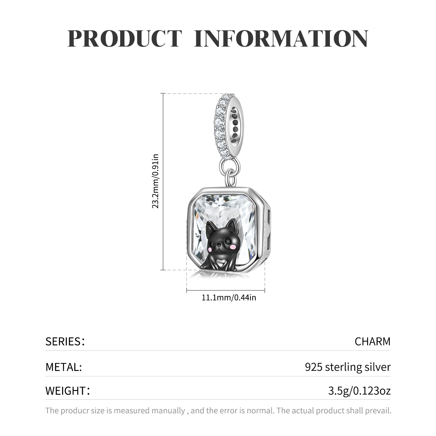 Diamond Cat Dangle Charm silver Charms Shopella