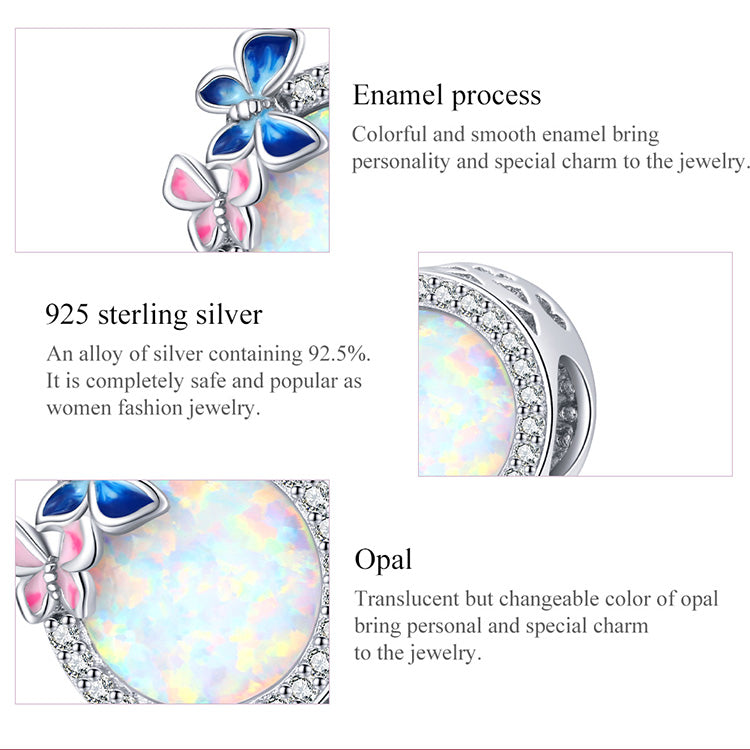 Butterfly Spring Opal Charm silver Charms Shopella   