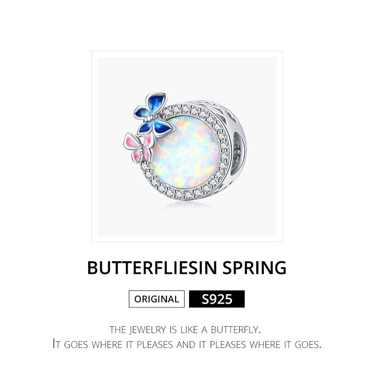 Butterfly Spring Opal Charm silver Charms Shopella   