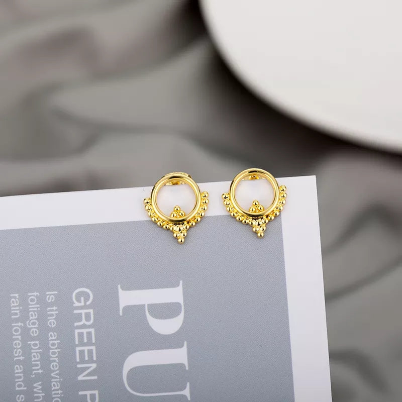 Rumor Round Decorative Gold Studs jewellery Shopella   