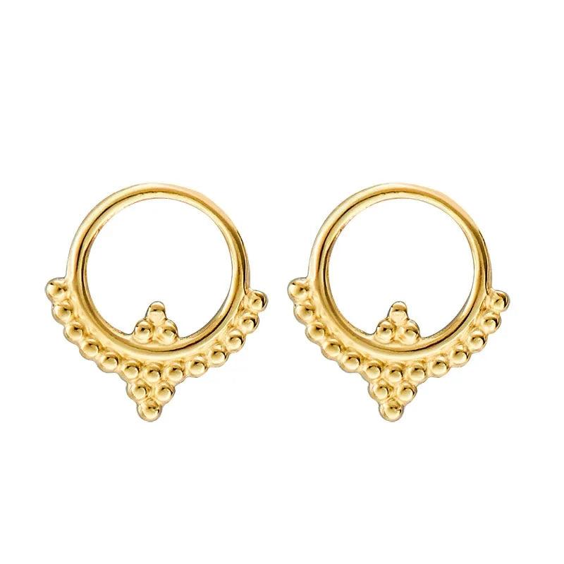 Rumor Round Decorative Gold Studs jewellery Shopella   