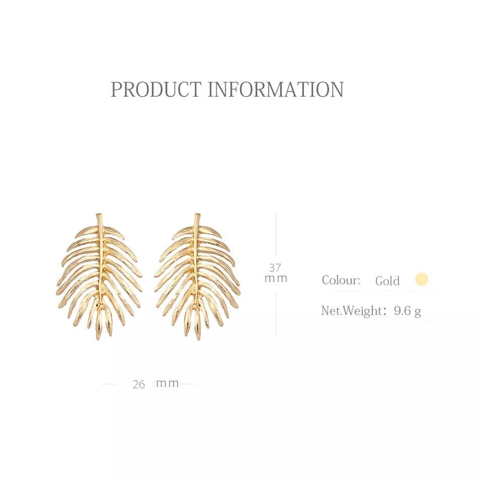 The Jayne Leaf Gold Studs earrings Shopella