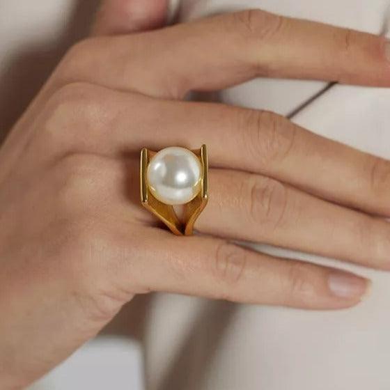 The Big Pearl Gold Ring rings Shopella