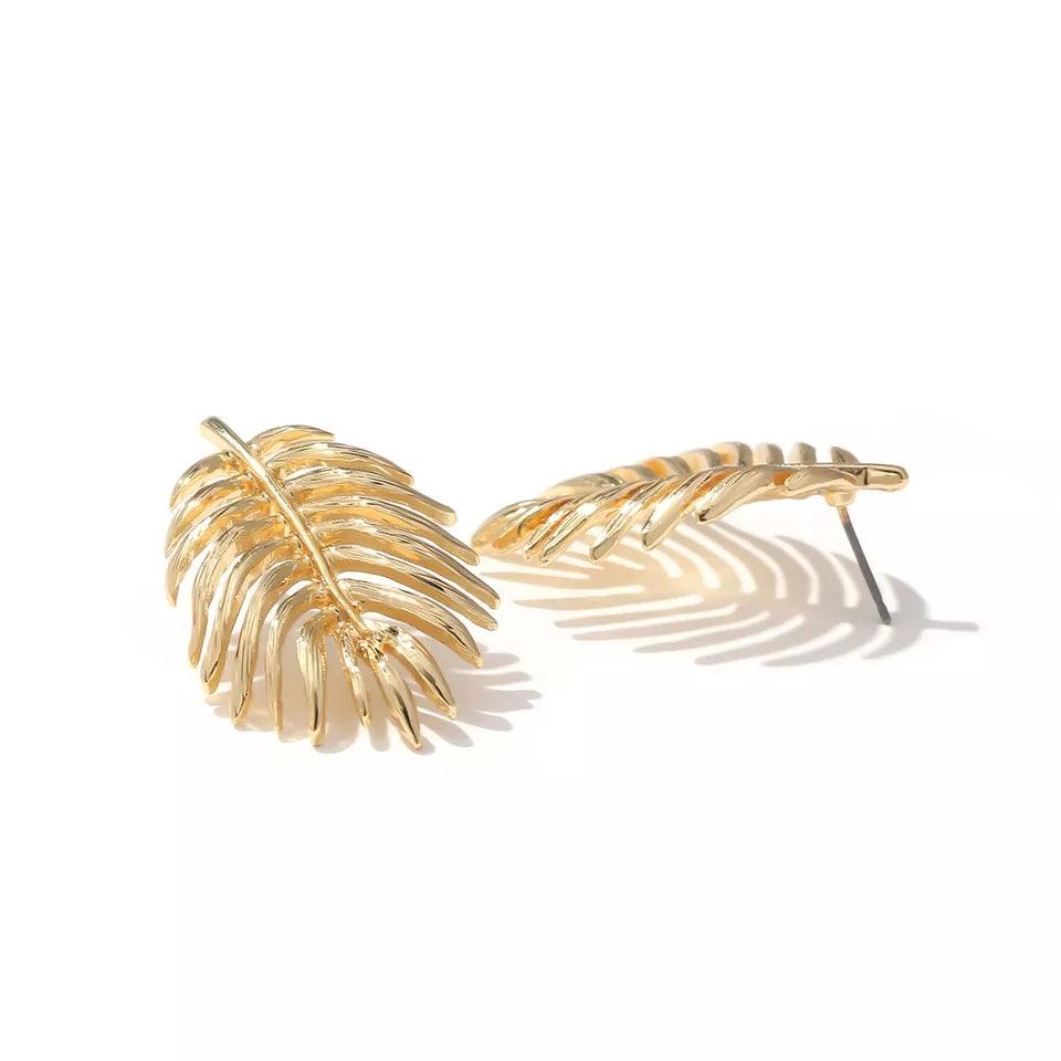 The Jayne Leaf Gold Studs earrings Shopella