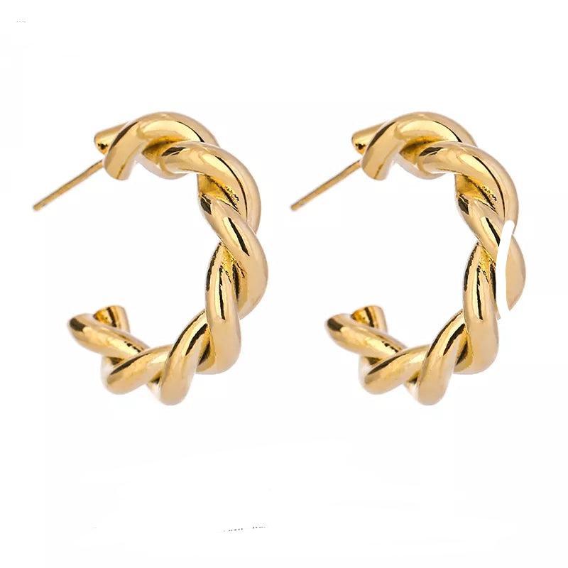 Lola Crossiant Gold Hoops earrings Shopella