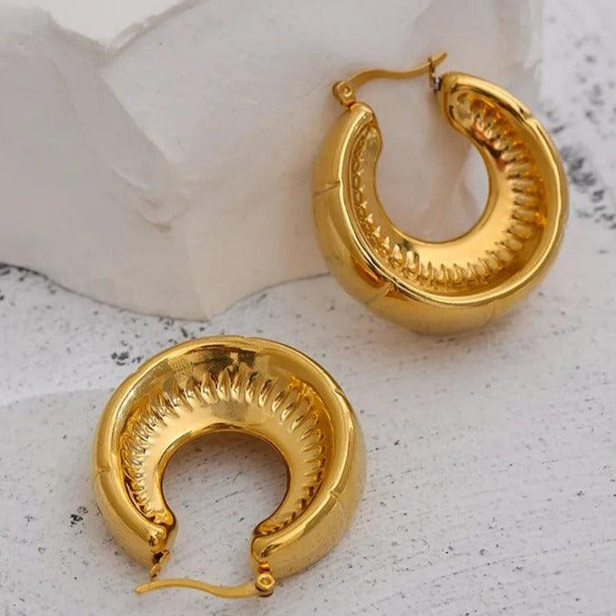 Bella Chunky Gold Hoops jewellery Shopella   