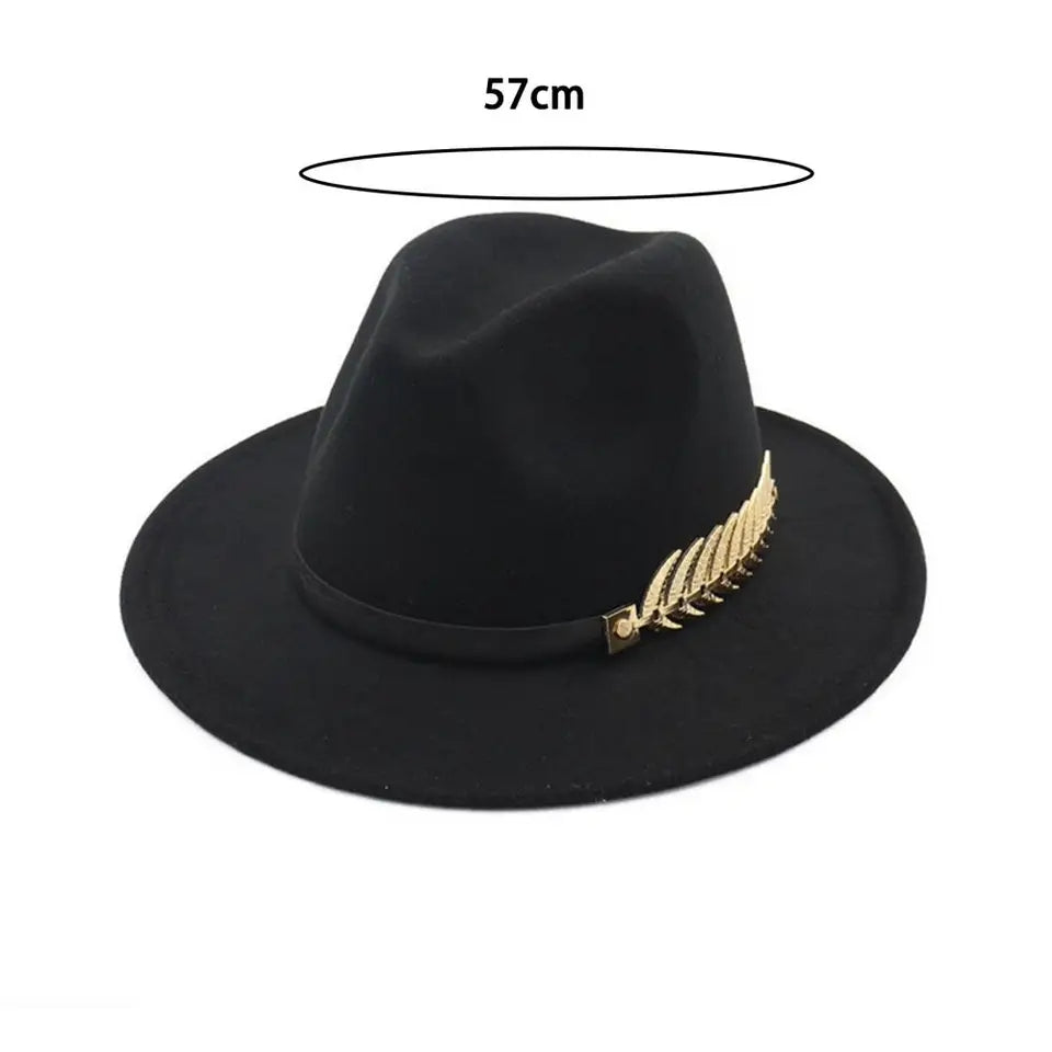 Gold Leaf Black Fedora Hat hats Shopella   