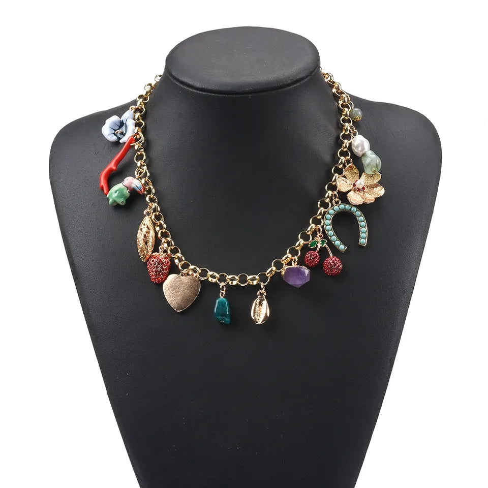 Multi Charm Fashion Charm Necklace accessories Shopella   