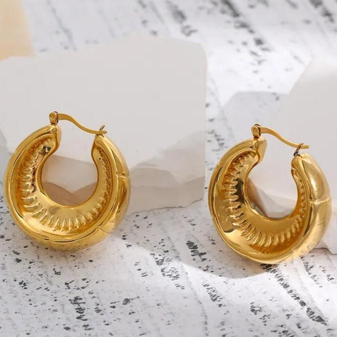 Bella Chunky Gold Hoops jewellery Shopella   