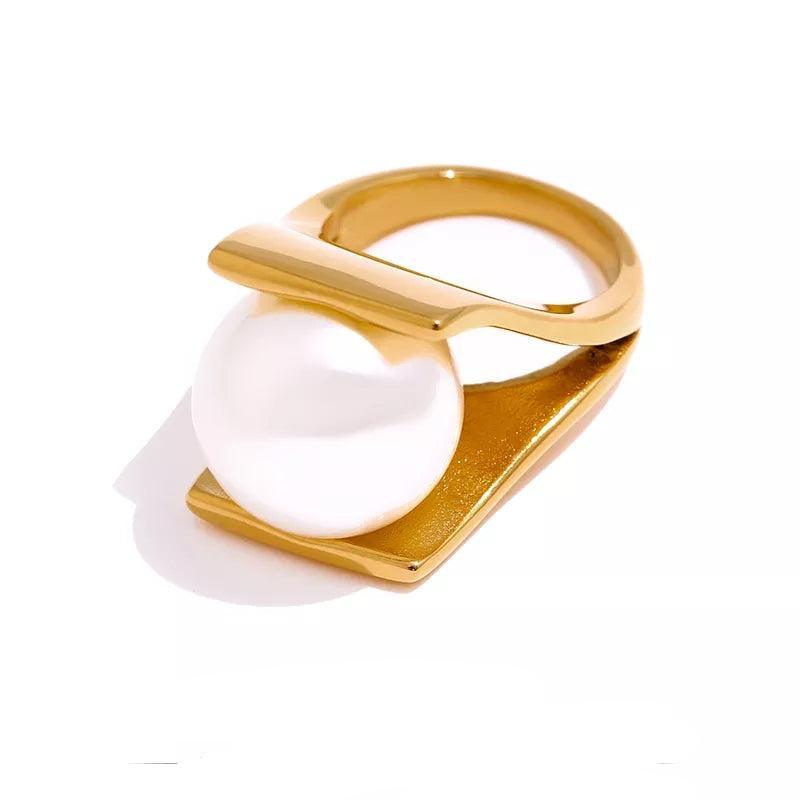 The Big Pearl Gold Ring rings Shopella