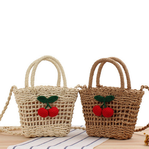 Cherry Twist Woven Tote bags Shopella