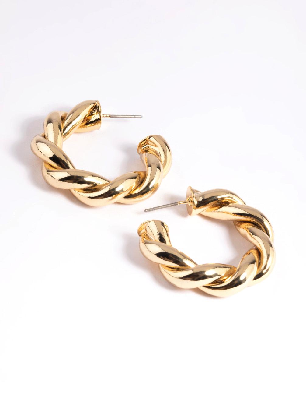 Lola Crossiant Gold Hoops earrings Shopella