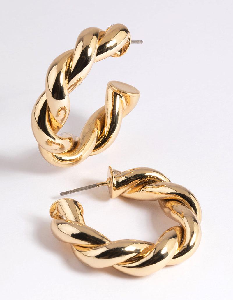 Lola Crossiant Gold Hoops earrings Shopella