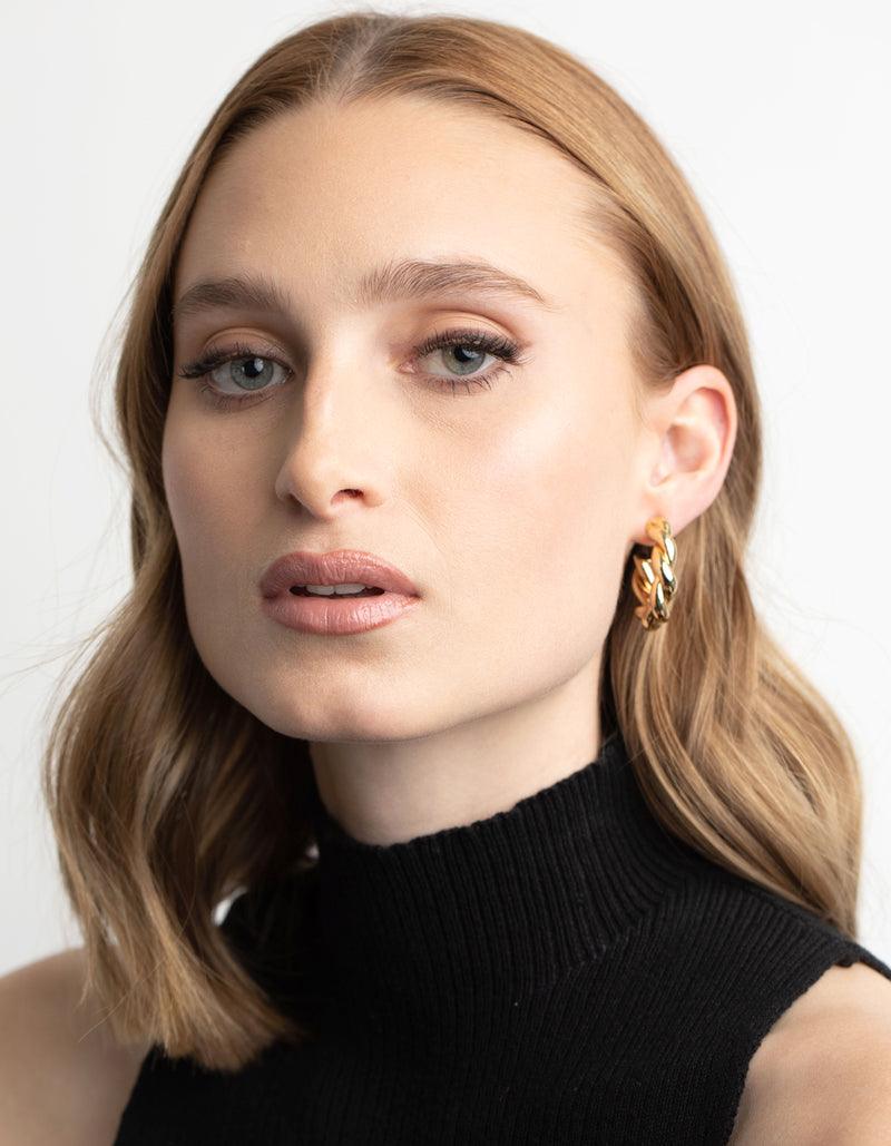 Lola Crossiant Gold Hoops earrings Shopella