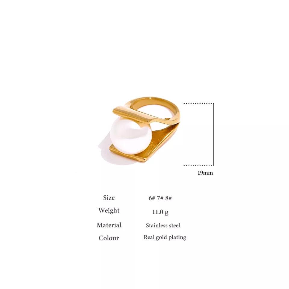 The Big Pearl Gold Ring rings Shopella