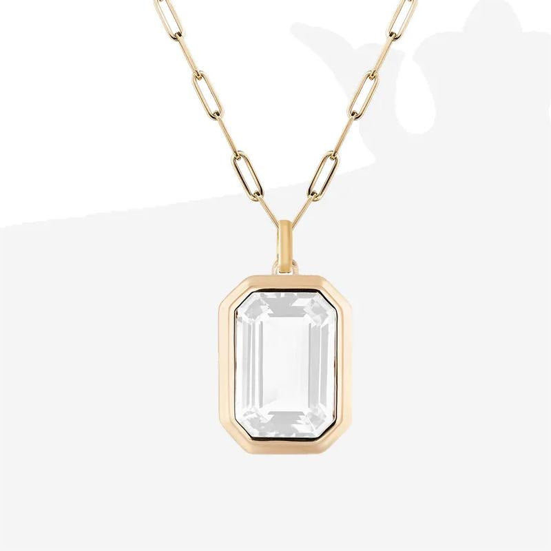 Nova Geometric Gemstone Pendant Necklace necklaces Shopella White