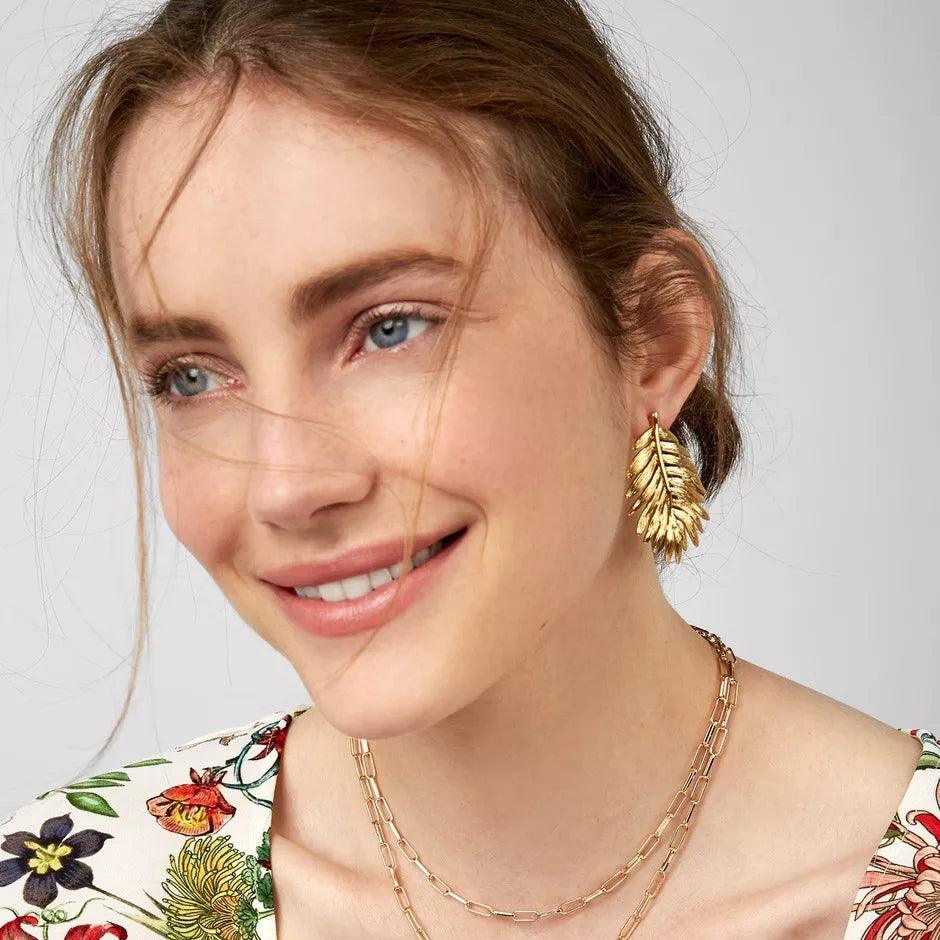 The Jayne Leaf Gold Studs earrings Shopella