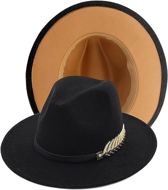 Gold Leaf Black Fedora Hat hats Shopella   