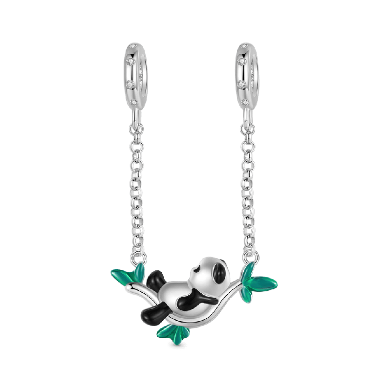 Bamboo Panda Safety Chain silver Charms Shopella