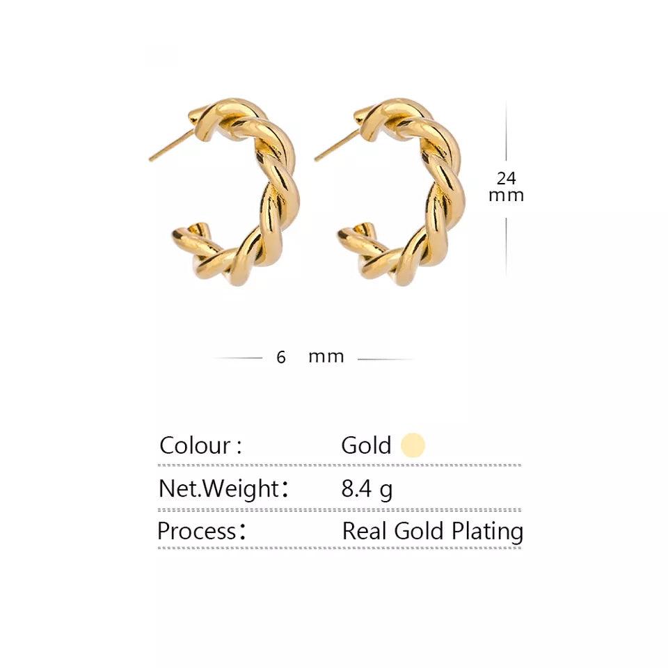 Lola Crossiant Gold Hoops earrings Shopella