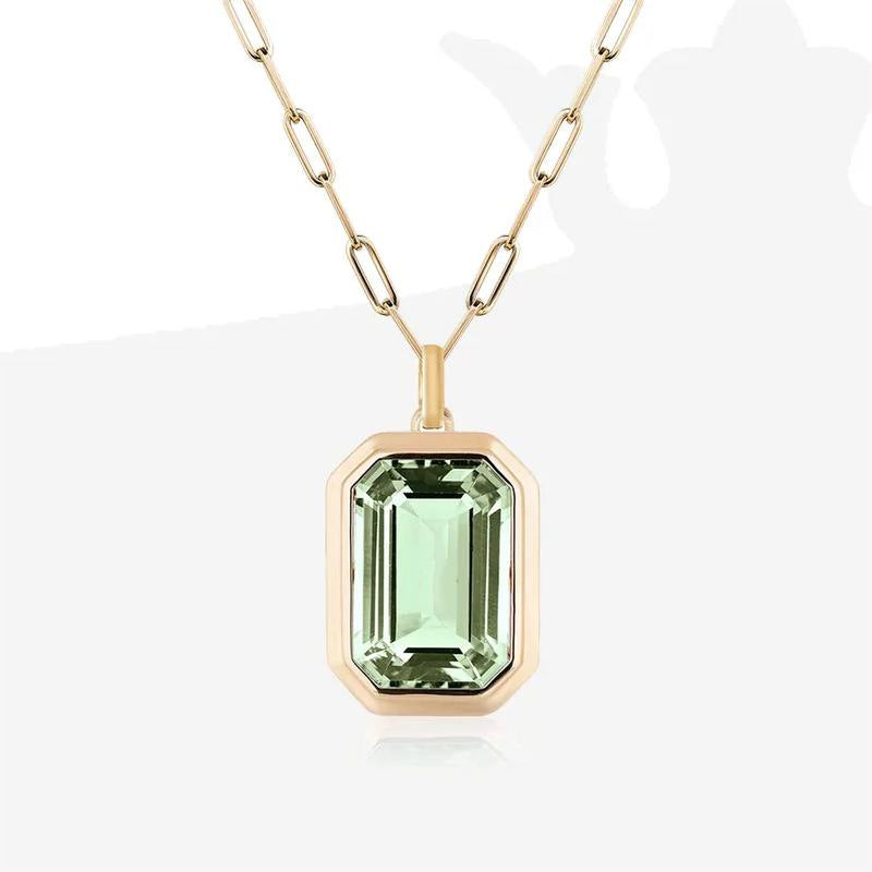 Nova Geometric Gemstone Pendant Necklace necklaces Shopella Green