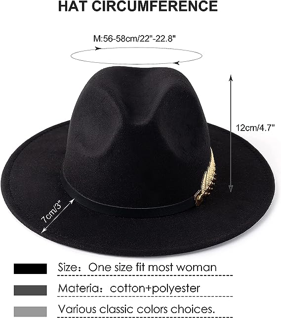 Gold Leaf Black Fedora Hat hats Shopella   