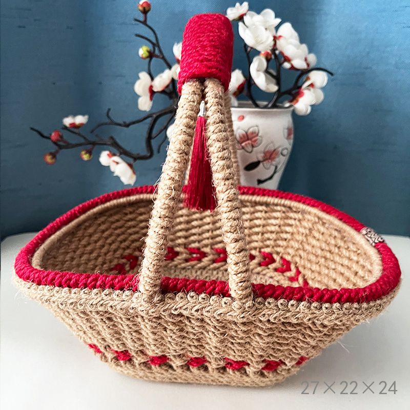 Red Retro Woven Basket baskets' Shopella