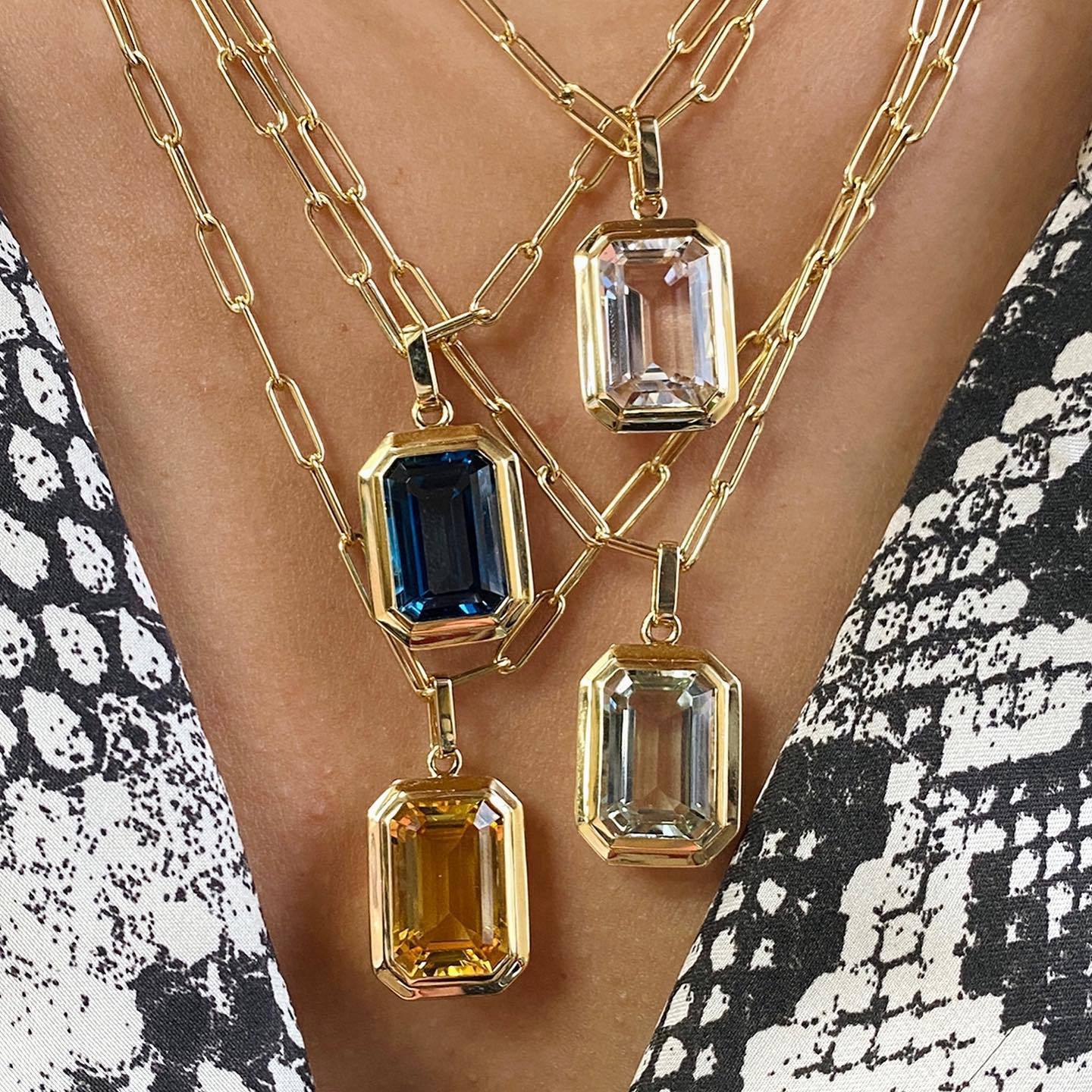 Nova Geometric Gemstone Pendant Necklace necklaces Shopella