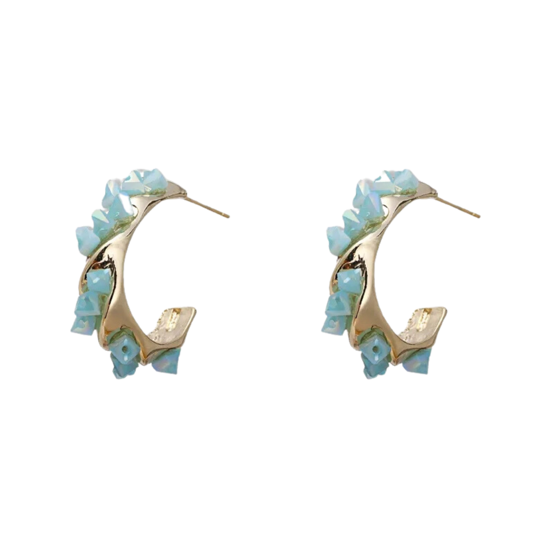 Stud Hoop Earring With Exquiste Crystal earrings Shopella