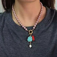 Bohemian Pink Pearl Necklace necklace Shopella