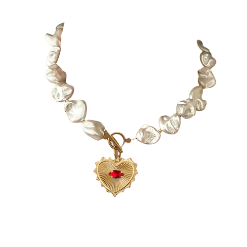 The Heart Love Necklace With Pearls necklaces Shopella