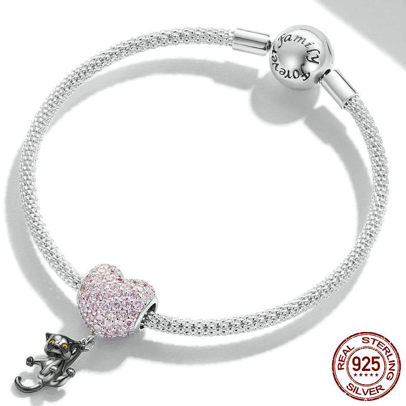 Love's Mischievous Cat Charm silver charms Shopella