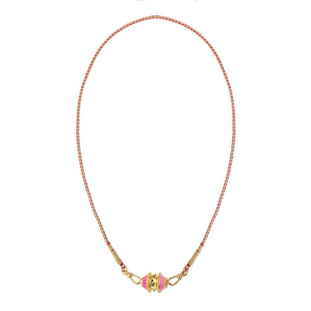 The Abby Twist Barrel Necklace Vacuum Plating 18K Gold Shopella Pink Necklace