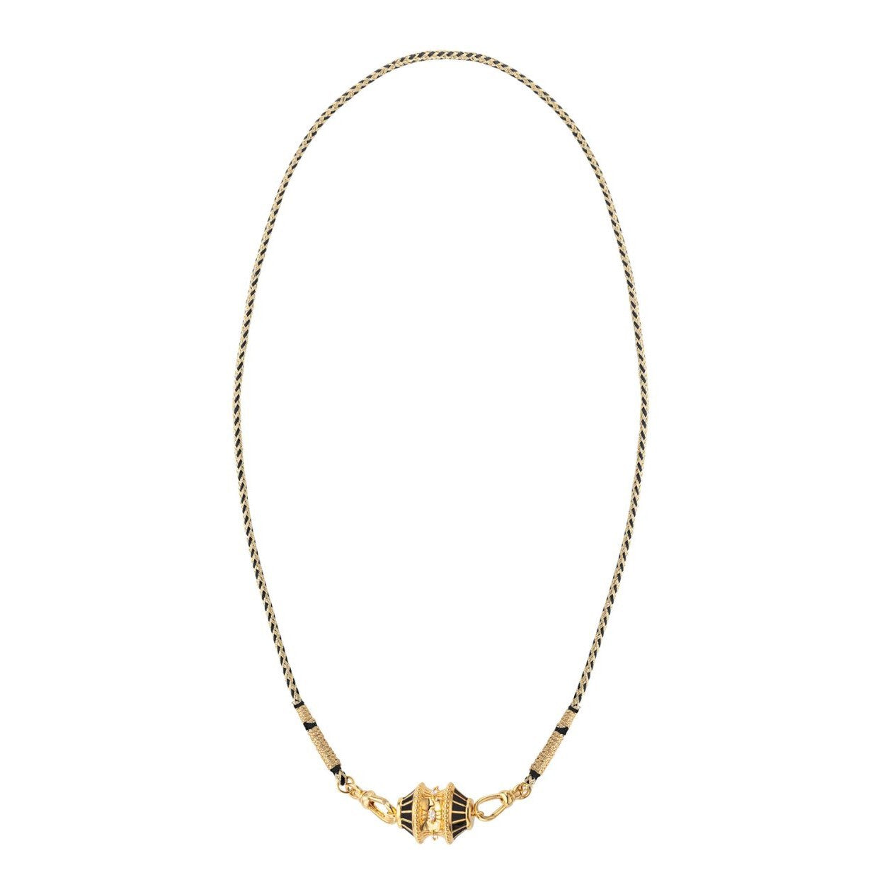 The Abby Twist Barrel Necklace Vacuum Plating 18K Gold Shopella Black Necklace