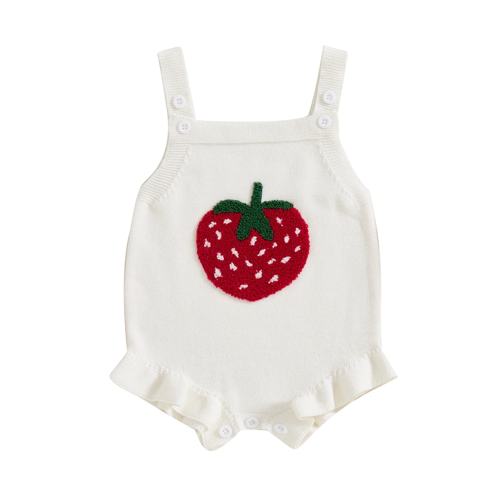 Strawberry Sweetness Knit Jumpsuit – Cozy & Adorable babywear Shopella White 12-18M