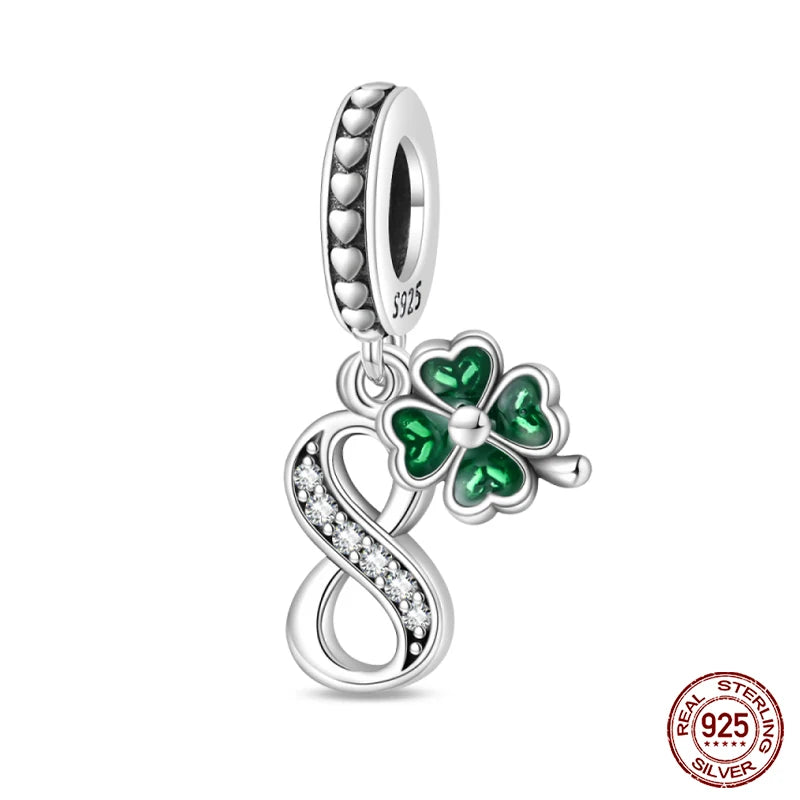 Sterling Silver Four Leaf Clover Lucky Numbers Charms Shopella PAC1111-8  