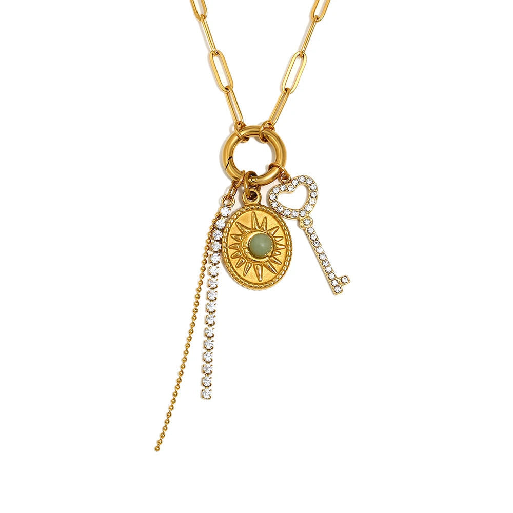 The Mirah Zircon Tassel Necklaces for Women necklace Shopella Gold