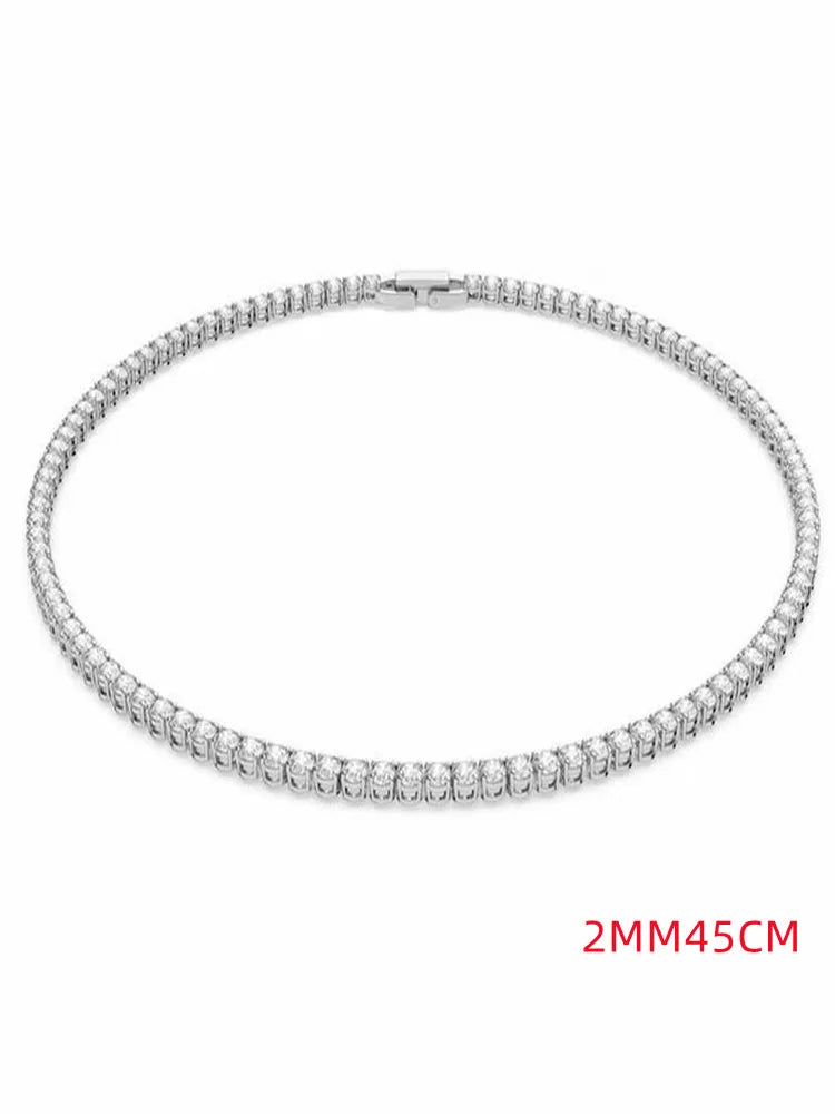 The Whella Sterling Silver Zircon Chain Necklace  Shopella Necklace 2MM45CM  