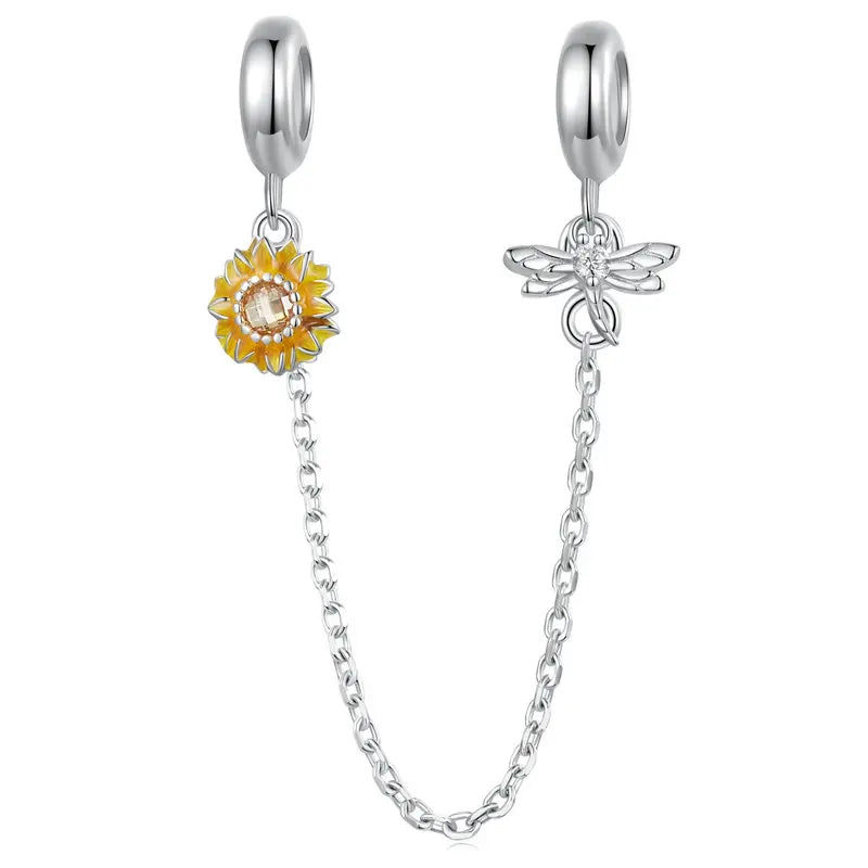 925 Sterling Silver Yellow Sunflower Charms Charms Shopella BSC845  