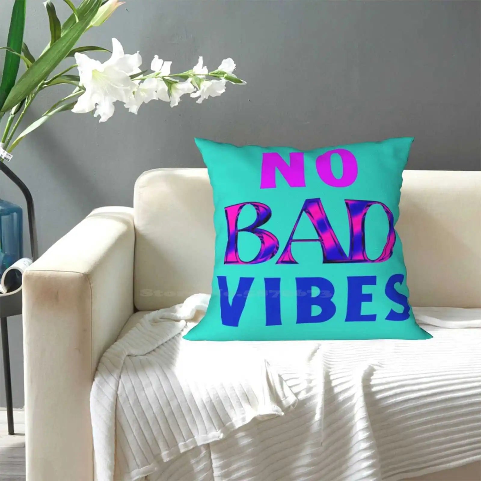 No Bad Vibes Home Sofa Car Cushion Cover Pillowcase  Shopella   