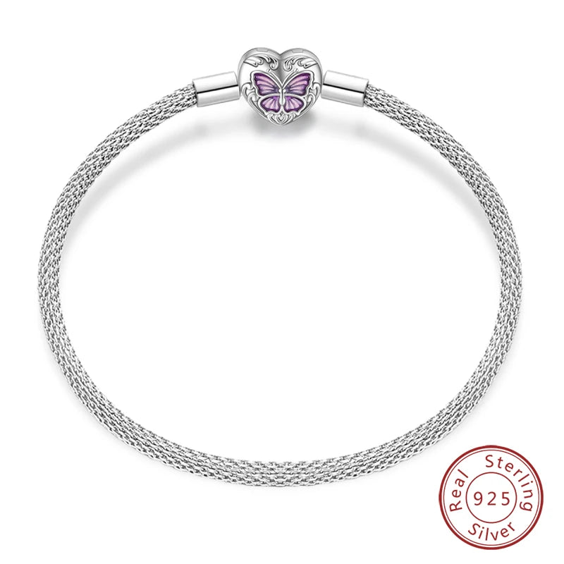 The Decorative Clasp Charm Bracelet Collection silver bracelets Shopella Butterfly PAB034 20cm