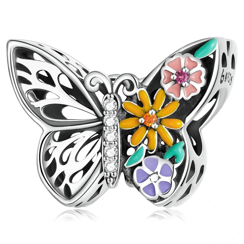 925 Sterling Silver Flower Butterfly Vintage Charm Charms & pendants Shopella