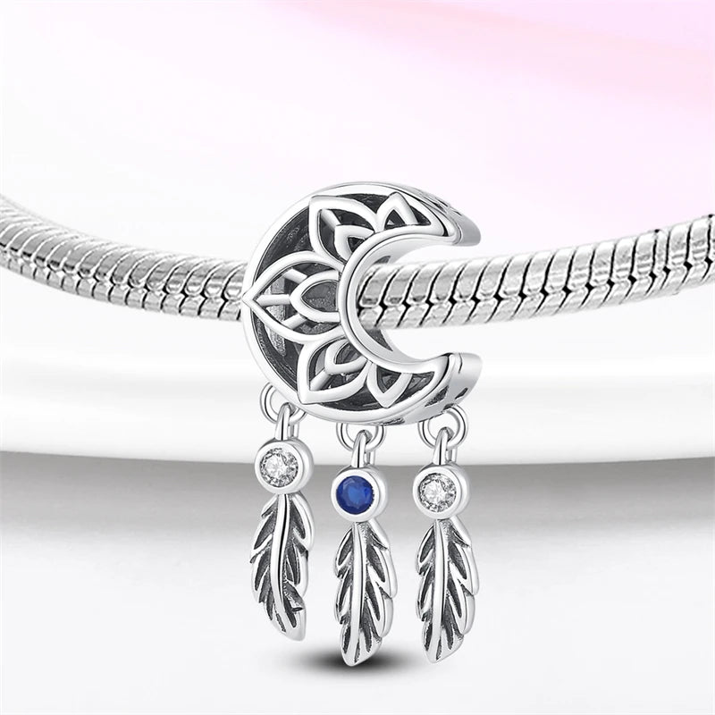 100% Real 925 Sterling Silver DreamcatcherS silver Charms Shopella