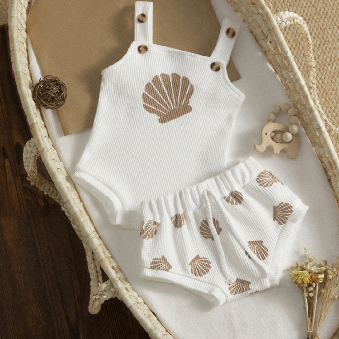 Shell Print Knitted Bodysuit babywear Shopella