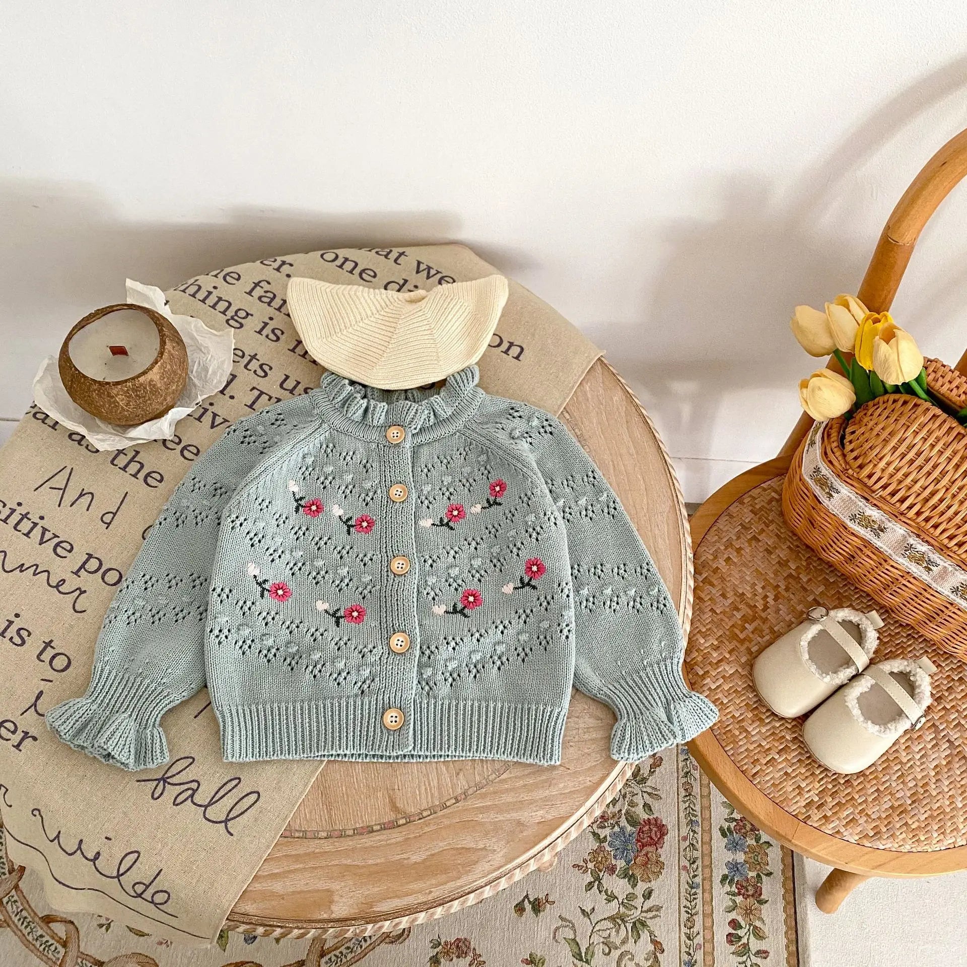 Trendy Seasons Knit Cardigan – Hollow Embroidered Elegance babywear Shopella