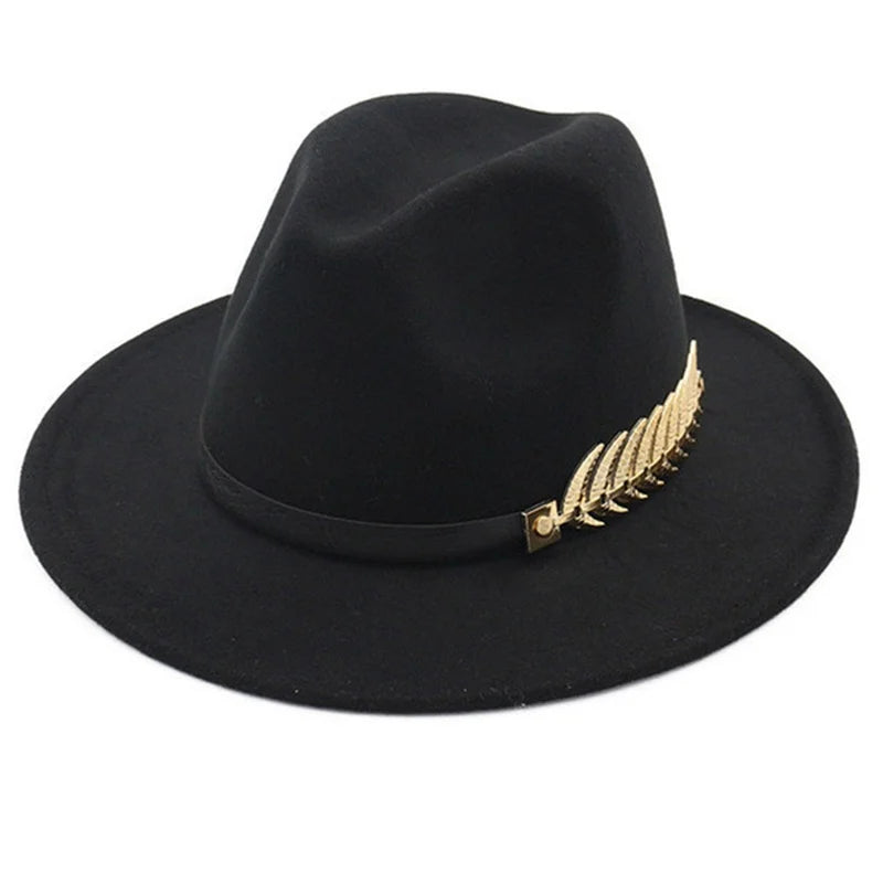 Gold Leaf Black Fedora Hat hats Shopella   