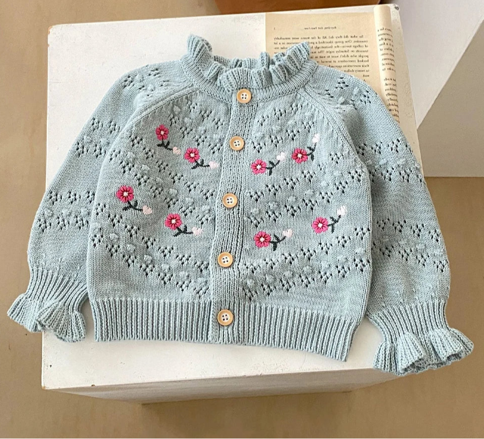 Trendy Seasons Knit Cardigan – Hollow Embroidered Elegance babywear Shopella