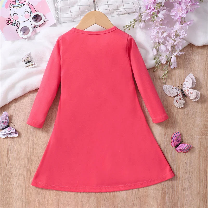 SAILEROAD 2024 Autumn Children's Clothing Heart Rainbow Dresses Long Sleeve Outfit Baby Girls Princess Dress Cotton Kids Clothes  Shopella   