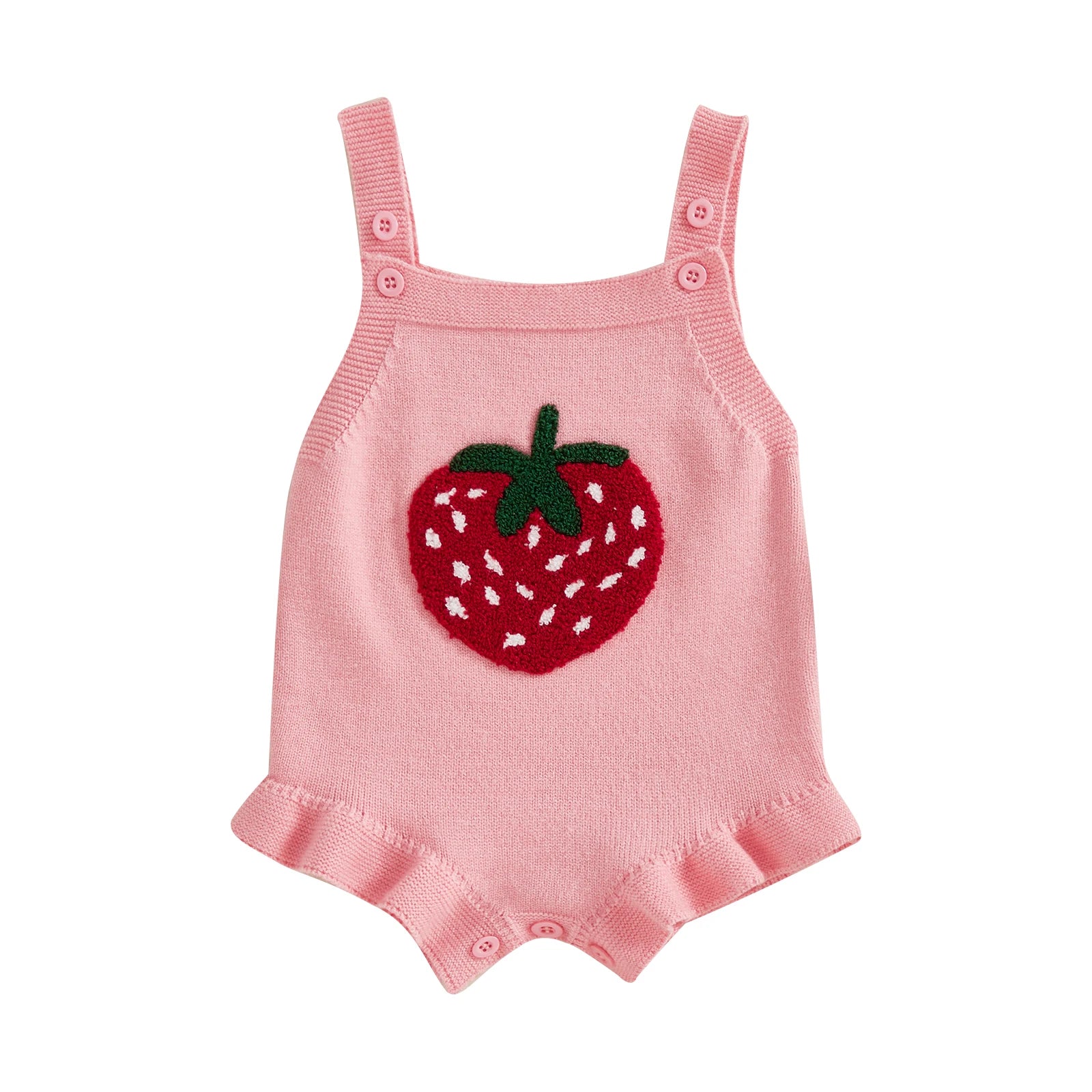 Strawberry Sweetness Knit Jumpsuit – Cozy & Adorable babywear Shopella Pink 12-18M